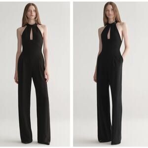 A.L.C. Lucie Jumpsuit Wide Leg Halter Black Sz 10 $695 {3K15}